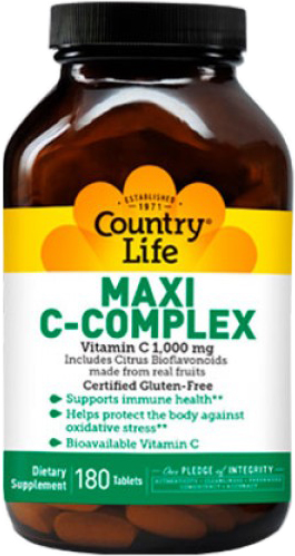 

Витамины Country Life Maxi С - Complex 1000 мг 180 таблеток (015794070122)