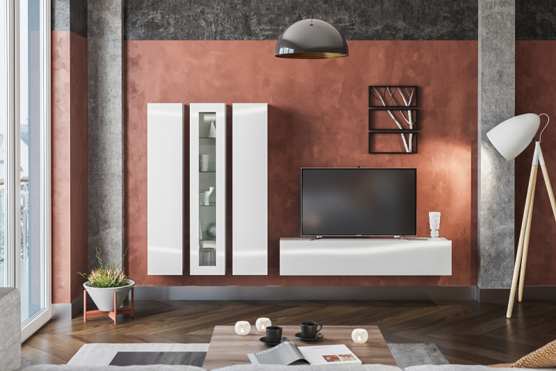 

Тумба під ТВ Вітальня LasCavo Вероніка 180×220×30 німфея альба/німфея альба лак