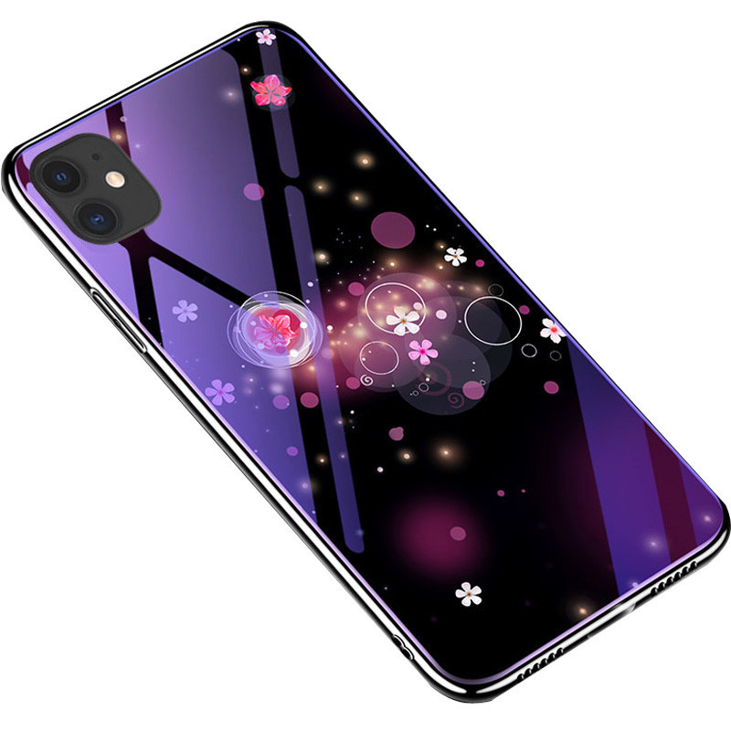 

TPU+Glass чехол Epik Fantasy с глянцевыми торцами для Apple iPhone 11 Pro Max (6.5") Пузырьки и цветы