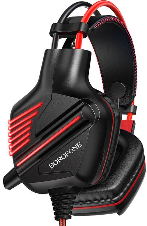 

Наушники игровые BOROFONE BO101 с микрофоном LED, черно-красные