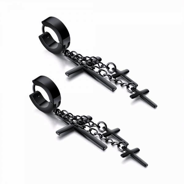 

Серьги-кольца Steel Evolution "Three Crosses Black" из медицинской стали с PVD напылением 1232 B