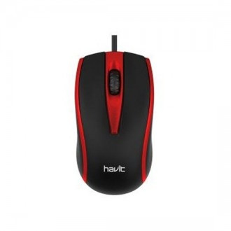 

Проводная мышь HAVIT MS871 USB (1200 dpi, 1,35 м) red