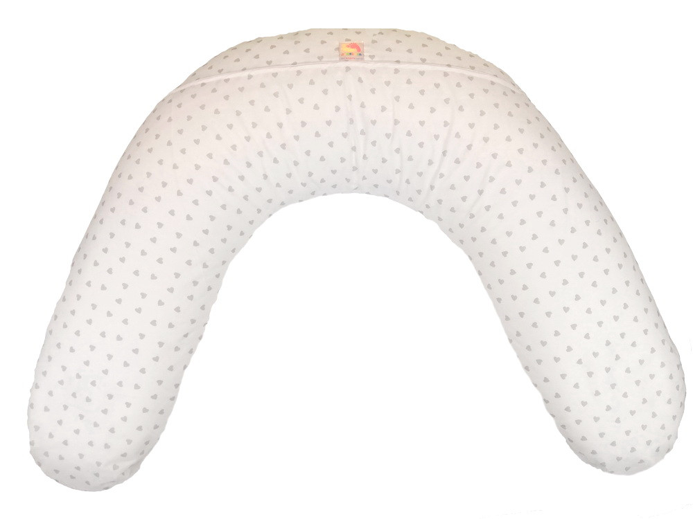 

Подушка для беременных и кормления CLASSIC ТМ Лежебока, шарики пенополистирола, сердечки на белом
