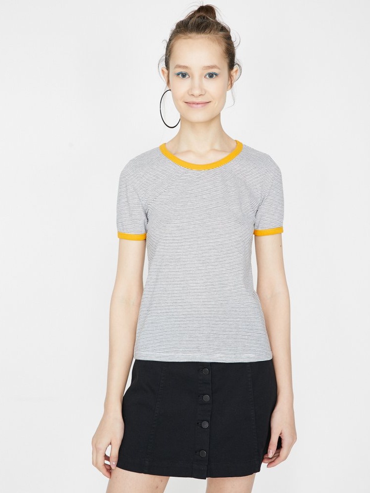 

Футболка Koton 9YAL18069OK-L34  Grey Stripe, Футболка Koton 9YAL18069OK-L34 XS Grey Stripe