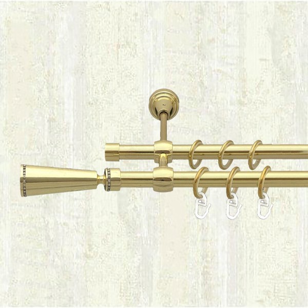 

Карниз металевий Orvit Меркурія двохрядний 16/16 мм литий 200см золото