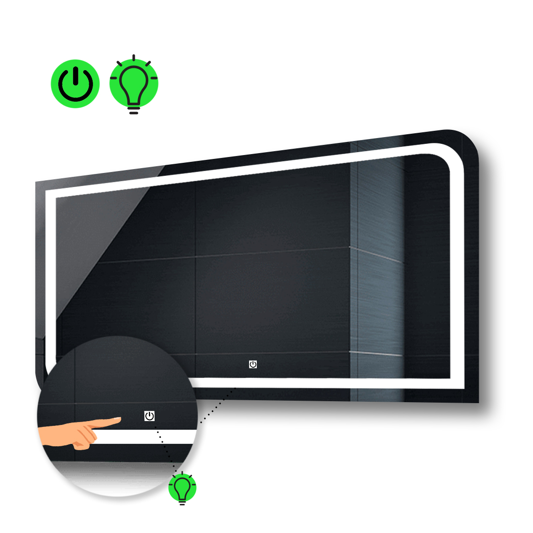 

LED-зеркало 110x70см, с сенсорной кнопкой управления, модель Noemi