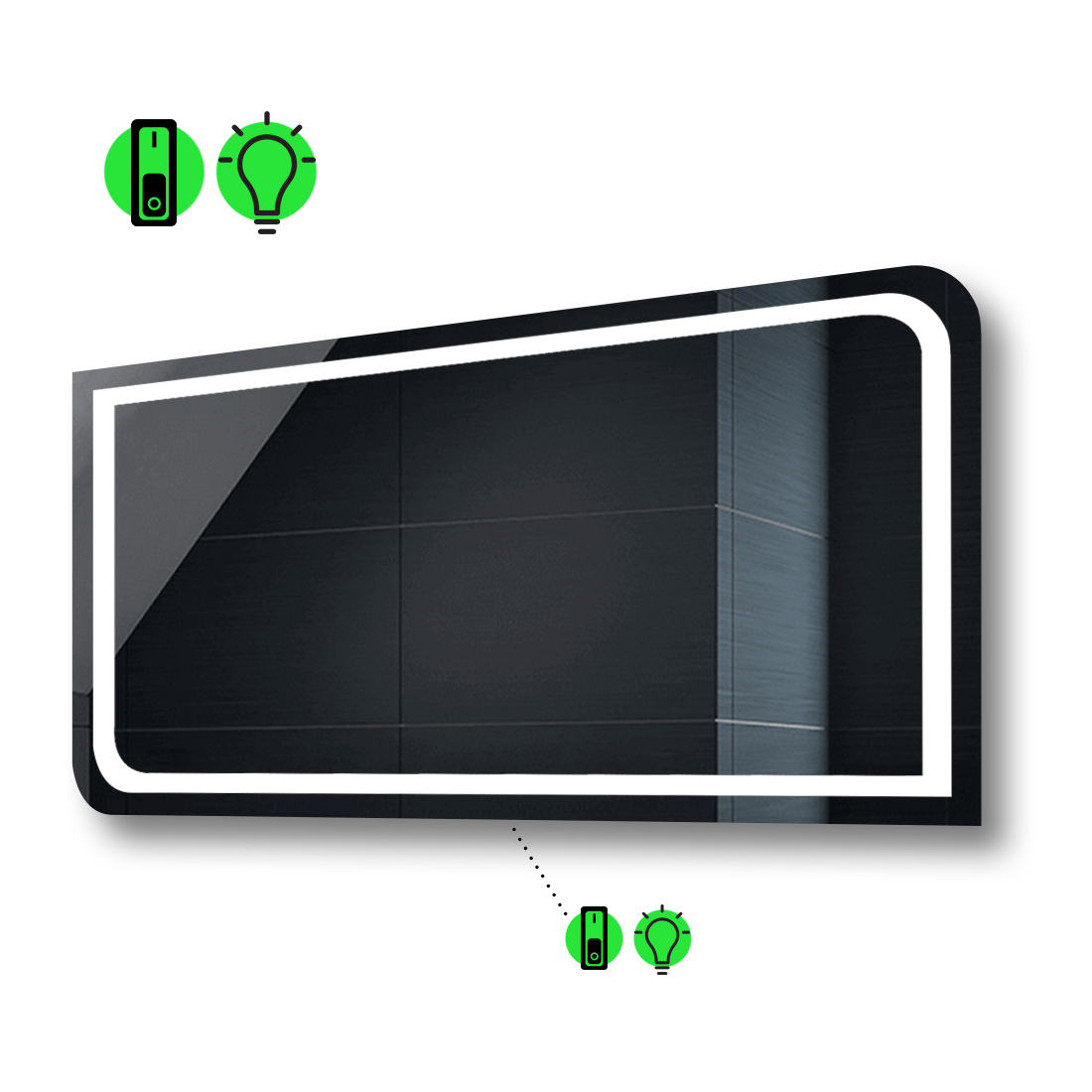 

LED-зеркало 90x70см, с механическим включателем, модель Noemi