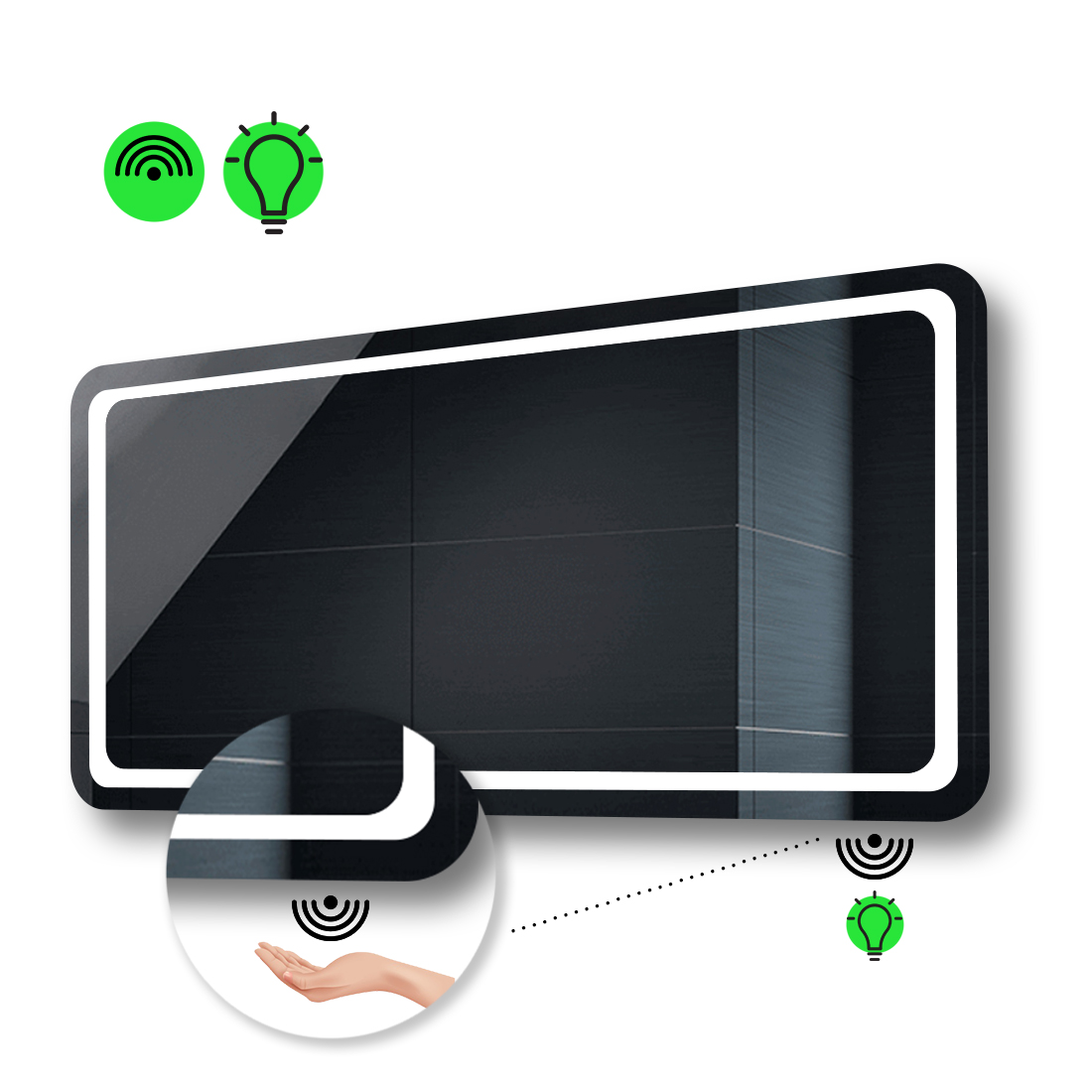 

LED-зеркало 90x80см, с ИК включателем, модель Anvi