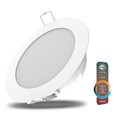 

Светильник даунлайт Smart Home 7W 650lm 2700-4000К 220-240V IP20 105*35мм изм.цв.тем+дим LED 1/30