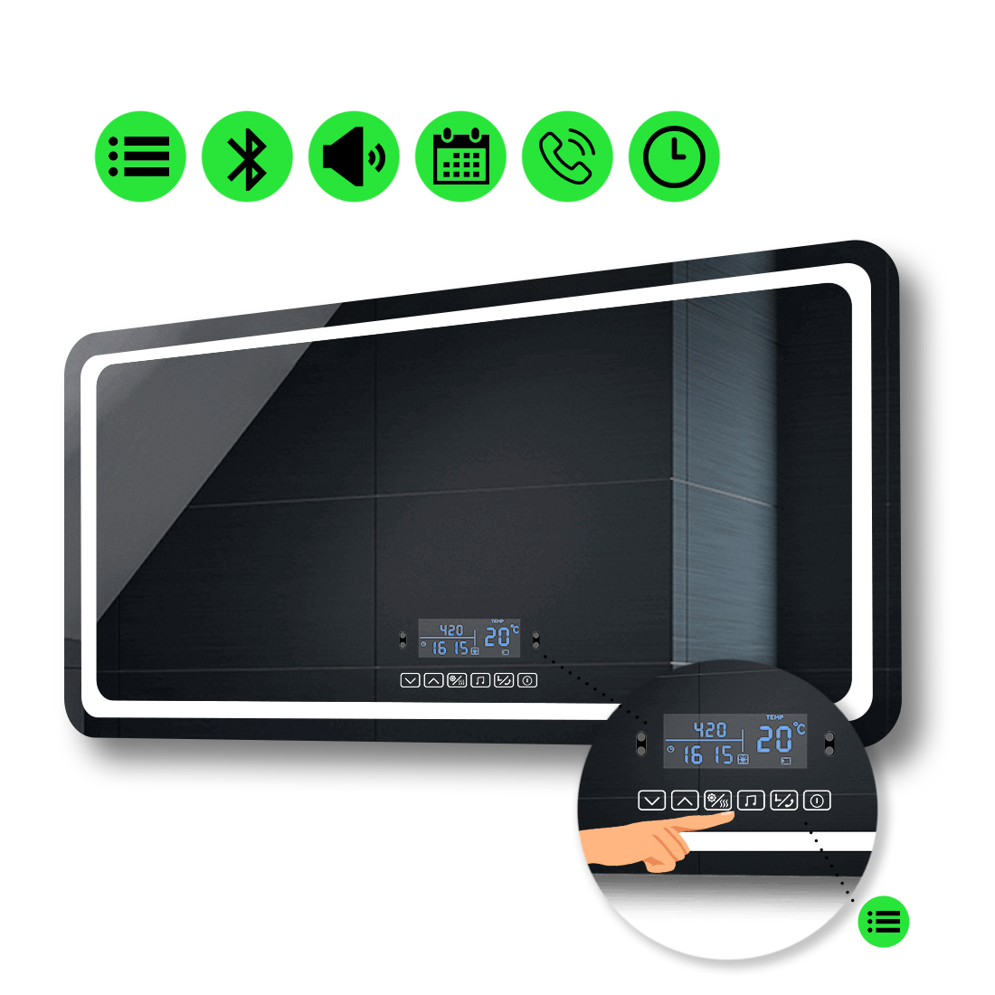

LED-зеркало 80x60см, с Smart-блоком, модель Anvi
