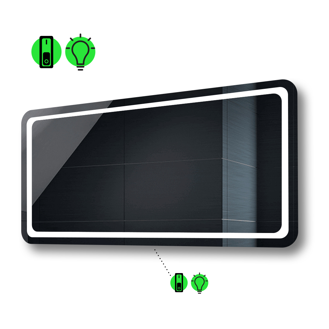 

LED-зеркало 90x80см, с механическим включателем, модель Anvi