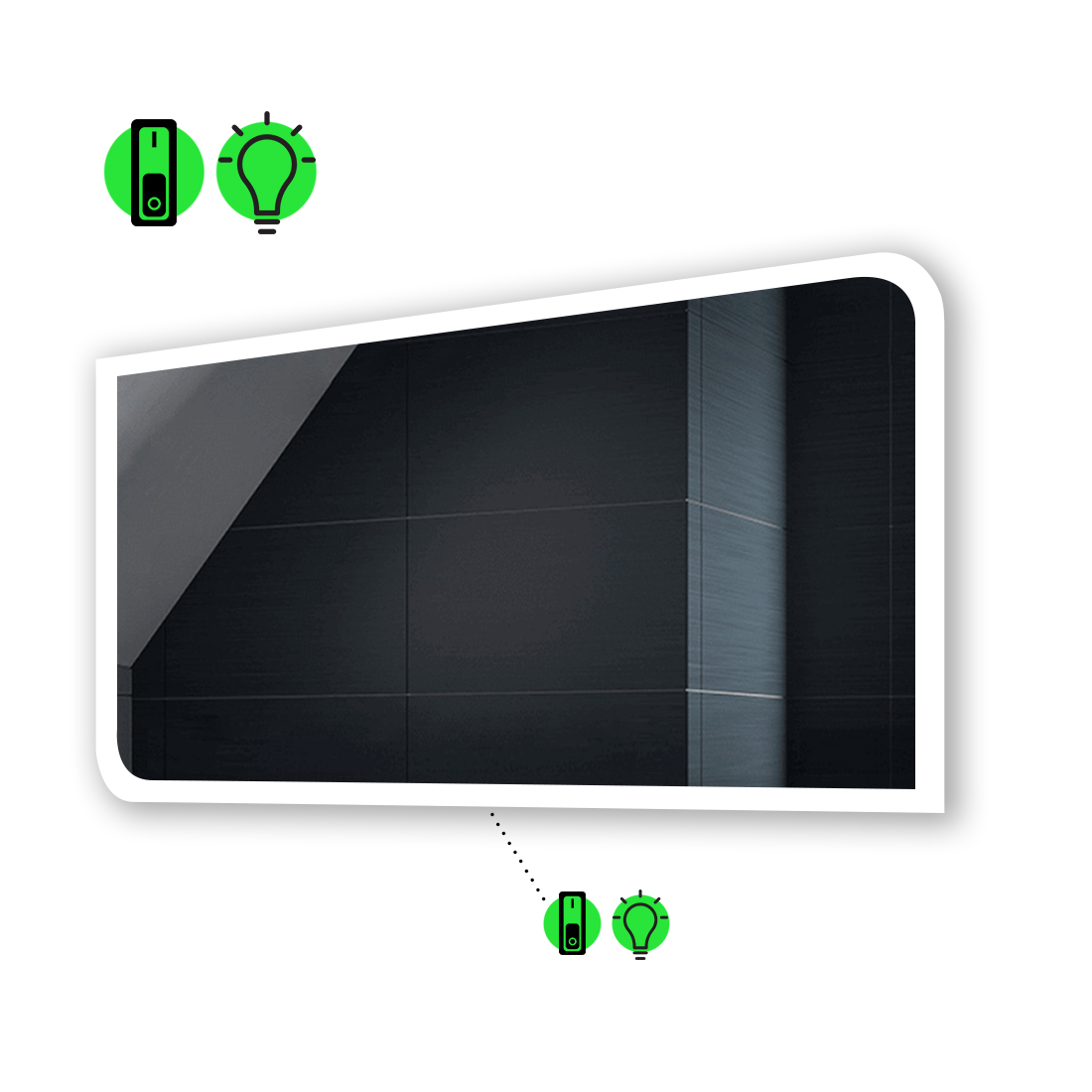 

LED-зеркало 120x100см, с механическим включателем, модель Kruka