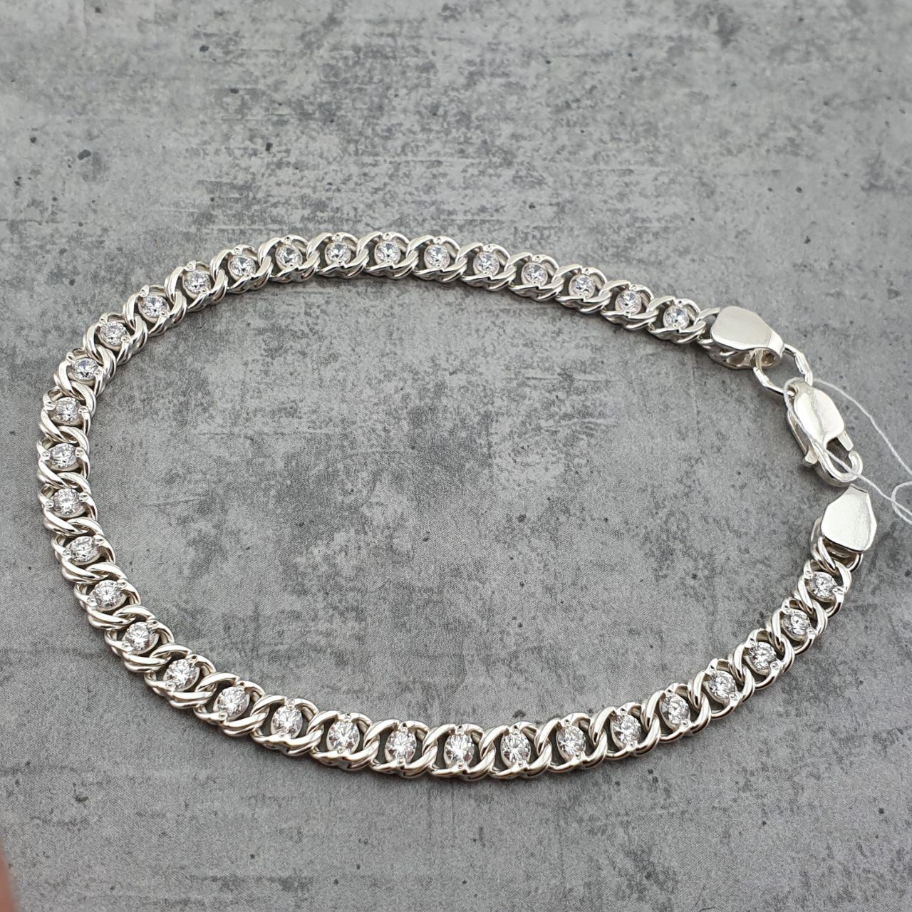 

Серебряный браслет 925 пробы.Арабка с камнями (арабский бисмарк).