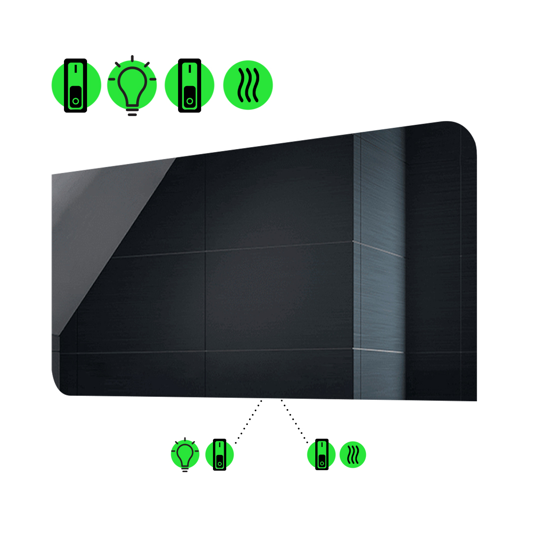 

LED-зеркало 80x60см, с подогревом и двумя механическими включателями, модель Simona