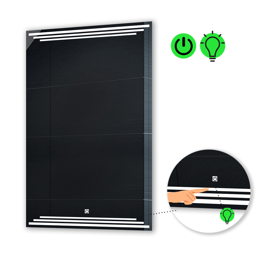 

LED-зеркало 80x90см, с сенсорной кнопкой управления, модель Francisca