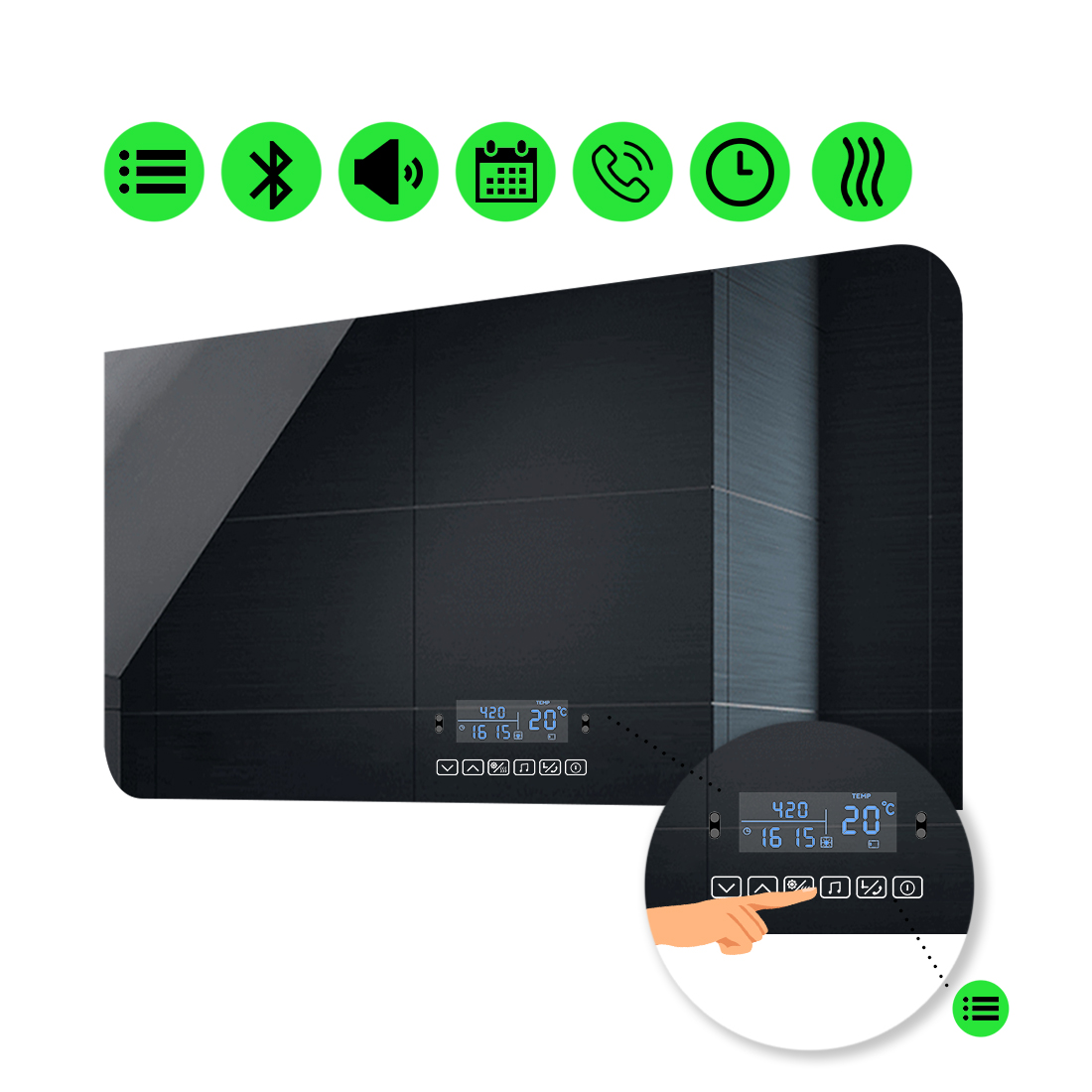 

LED-зеркало 120x100см, с Smart-блоком и подогревом, модель Simona