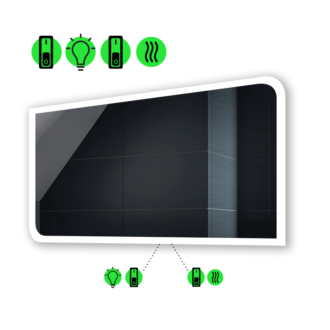 

LED-зеркало 80x60см, с подогревом и двумя механическими включателями, модель Kruka