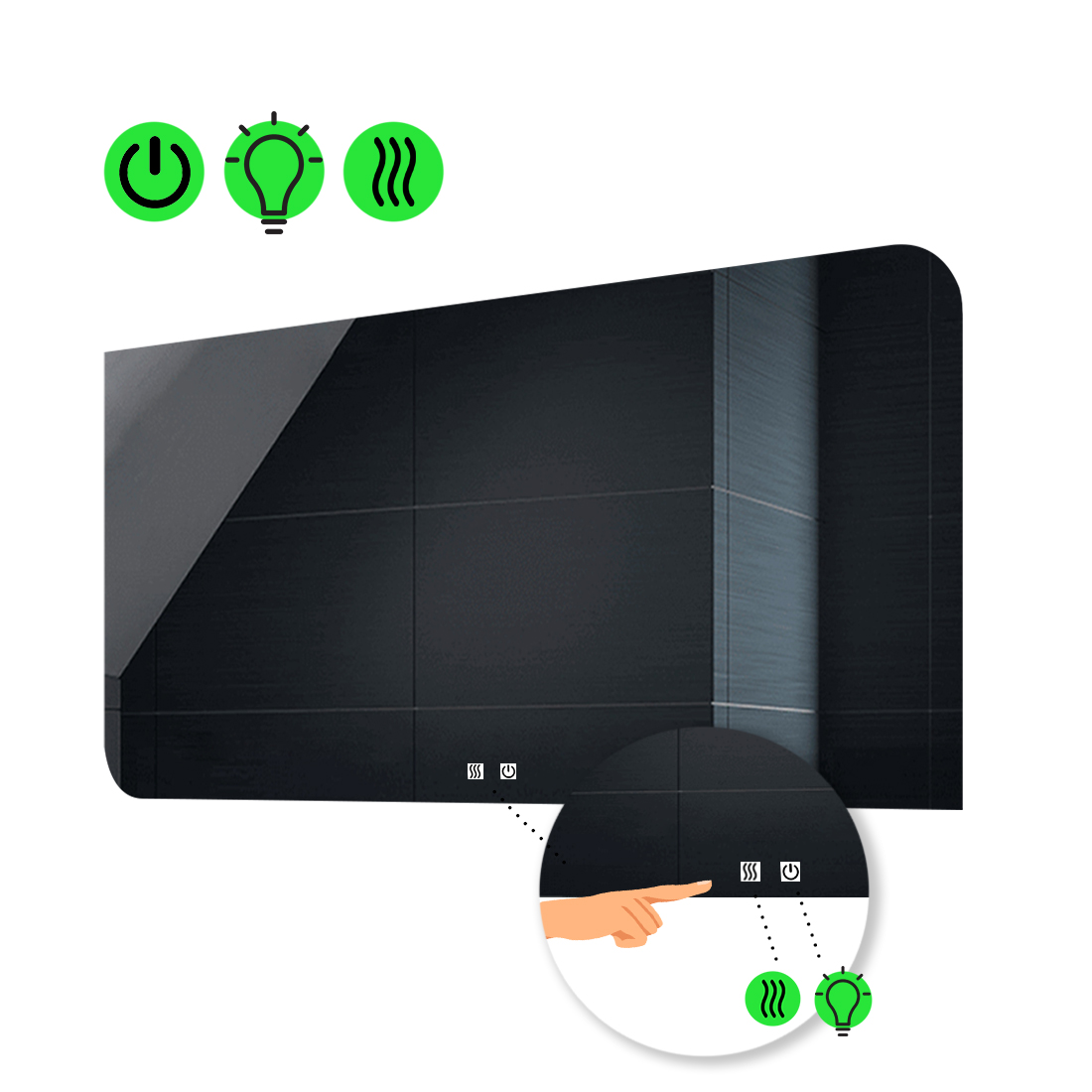 

LED-зеркало 120x80см, с двумя сенсорами и подогревом, модель Simona