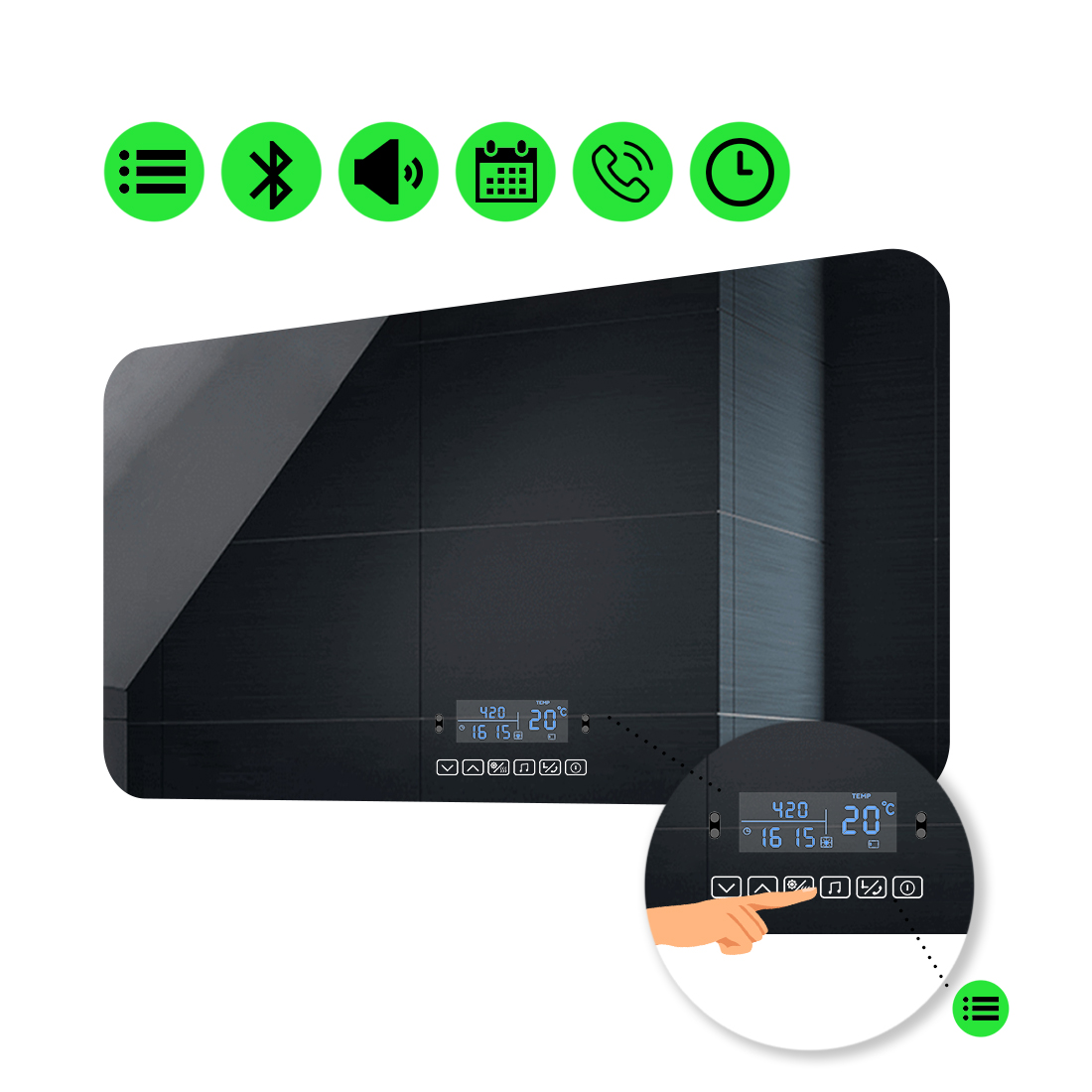 

LED-зеркало 110x70см, с Smart-блоком, модель Ornela