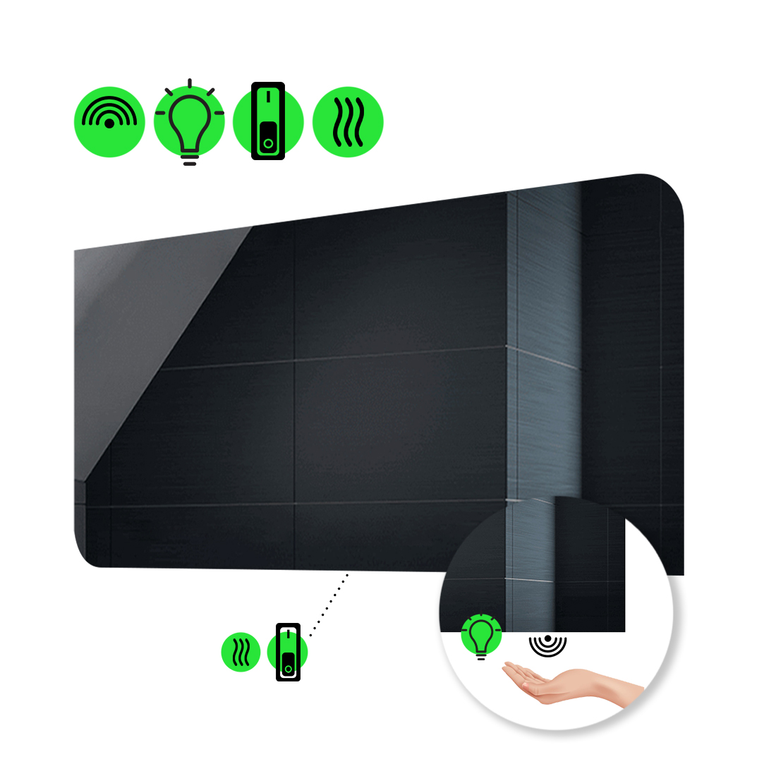 

LED-зеркало 120x100см, с ИК включателем и подогревом с механическим управлением, модель Simona