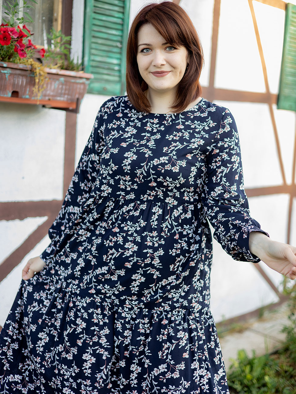 

Свободное платье size+ в цветочный принт Синий 2 XL Vikamoda 3284