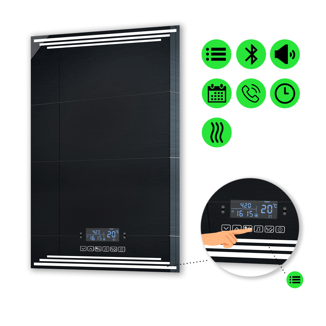 

LED-зеркало 60x100см, с Smart-блоком и подогревом, модель Francisca
