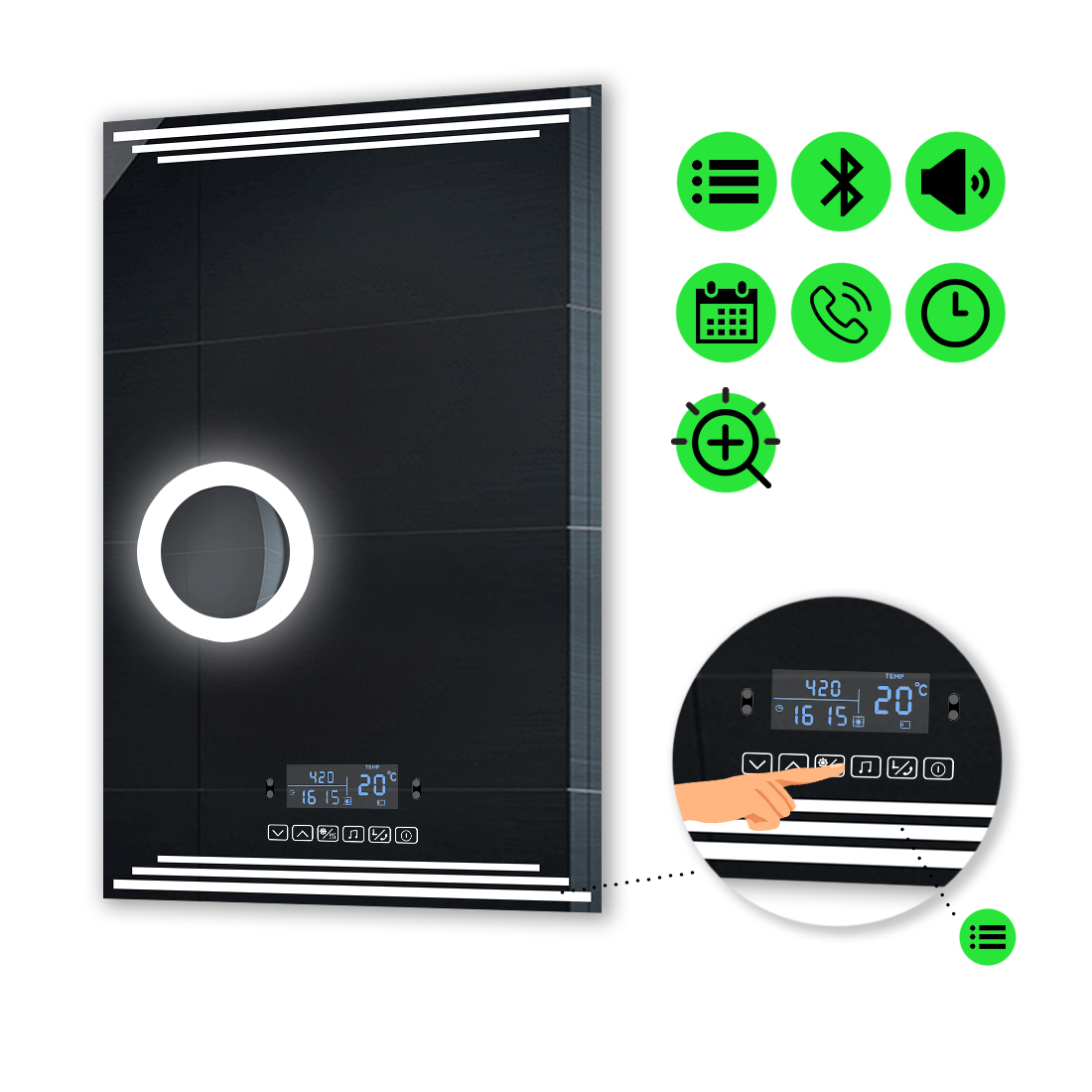 

LED-зеркало 60x80см, с Smart-блоком и линзой с подсветкой, модель Francisca