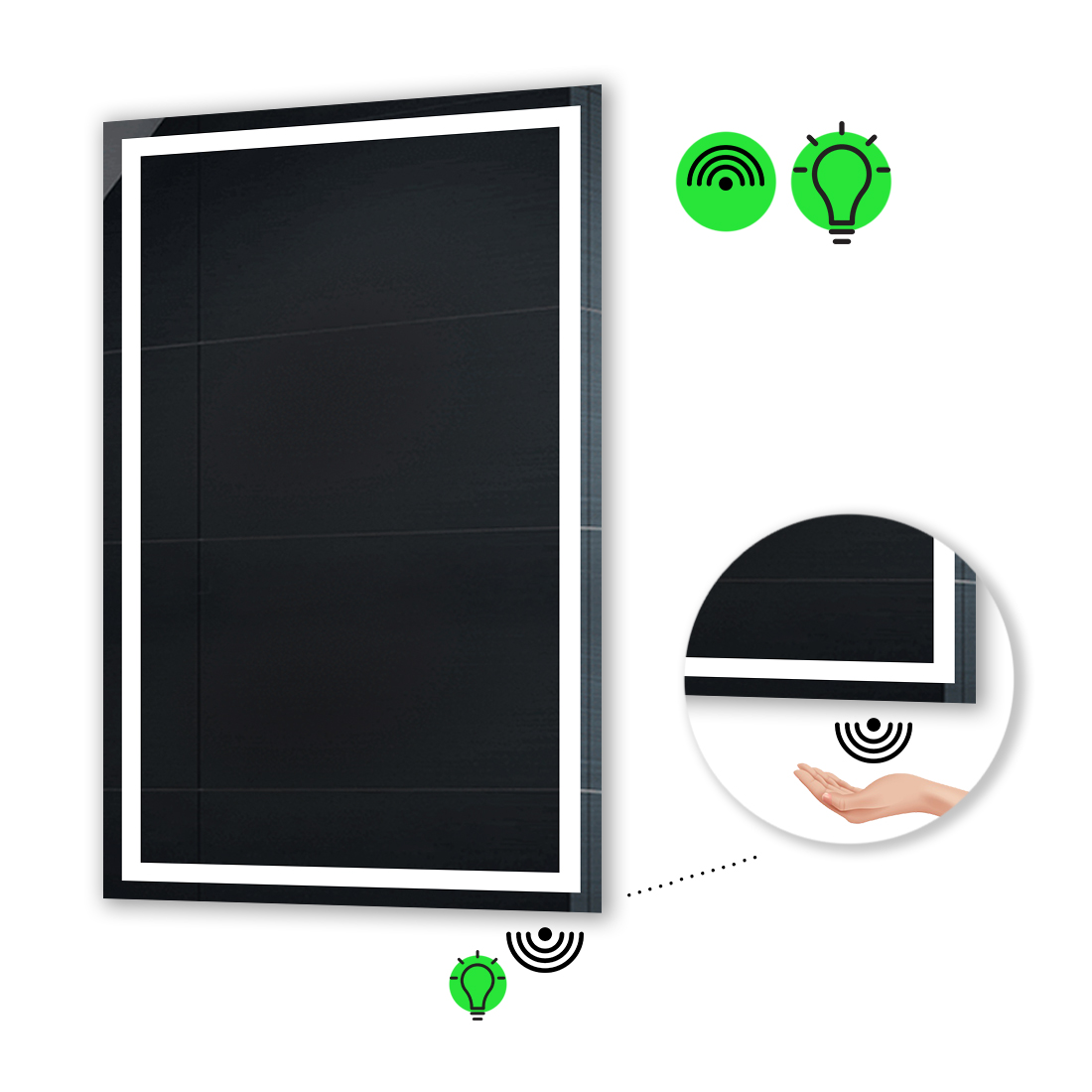 

LED-зеркало 70x80см, с ИК включателем, модель Karnet