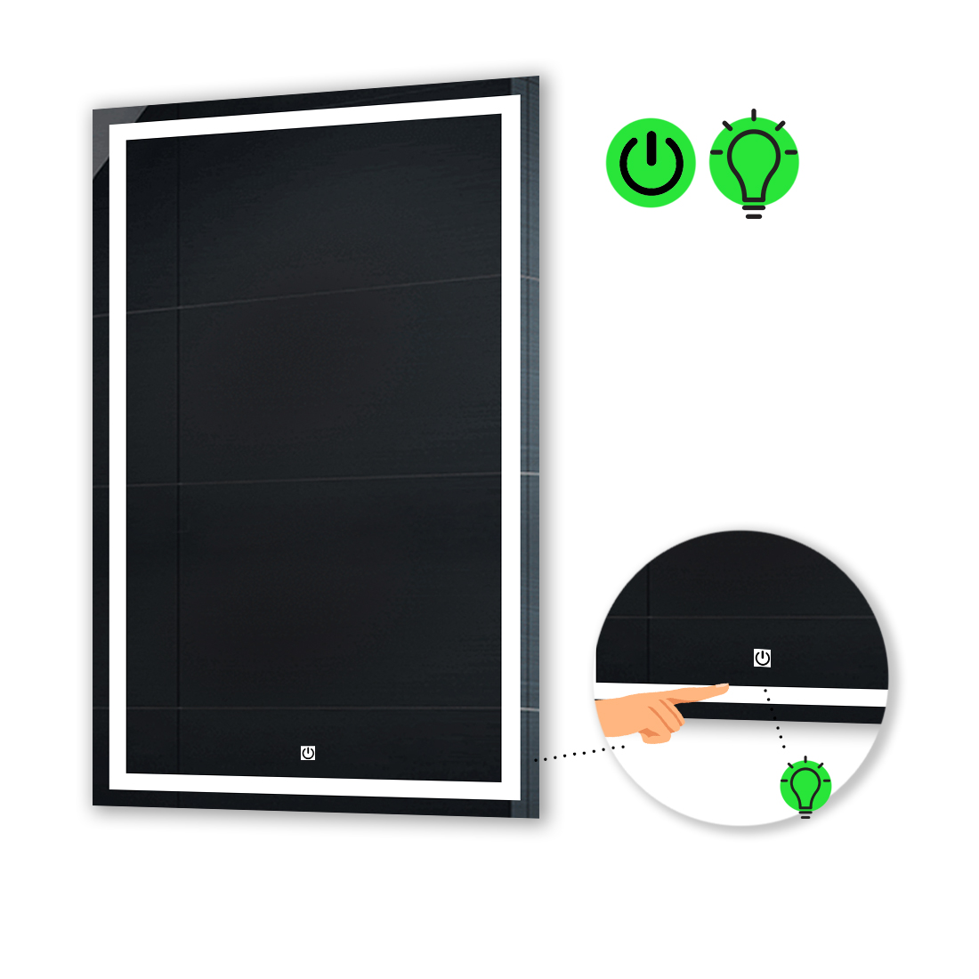 

LED-зеркало 70x90см, с сенсорной кнопкой управления, модель Karnet