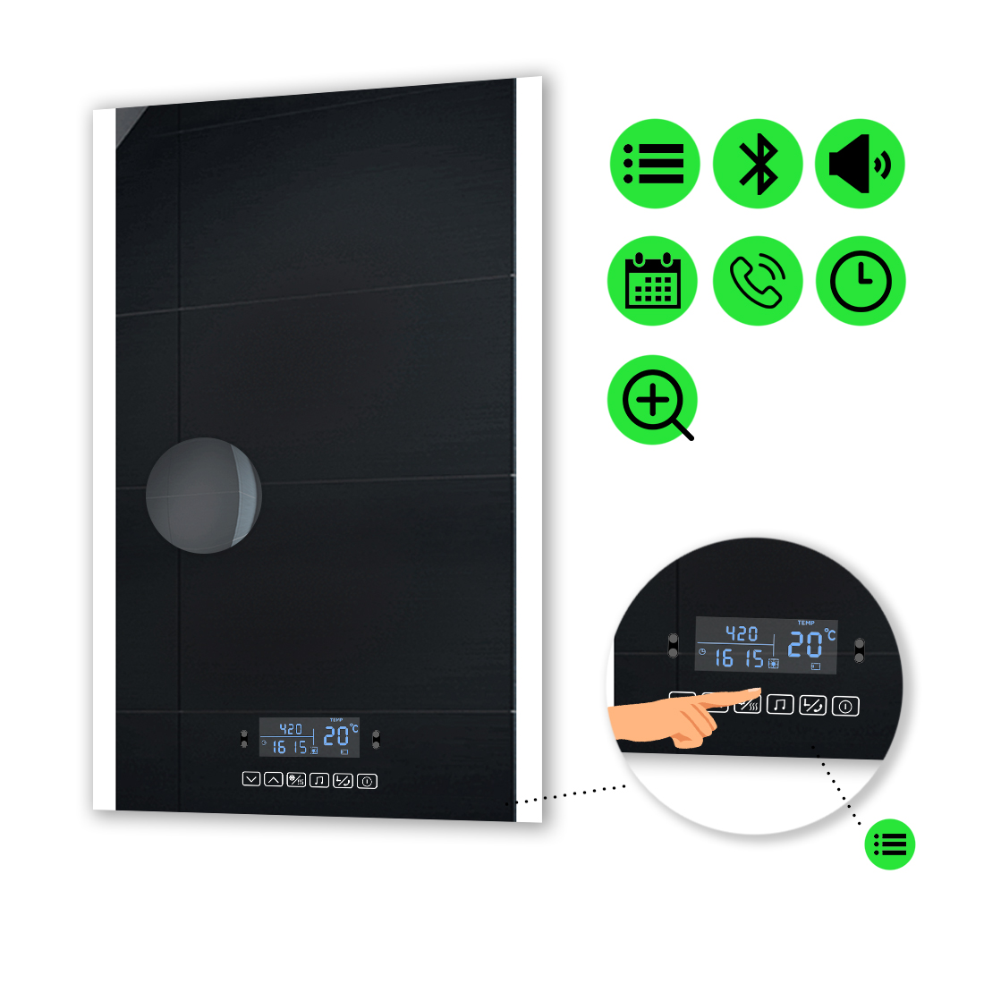 

LED-зеркало 60x80см, с Smart-блоком и линзой без подсветки, модель Ines