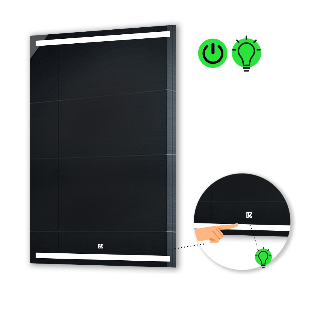 

LED-зеркало 100x140см, с сенсорной кнопкой управления, модель Adelita