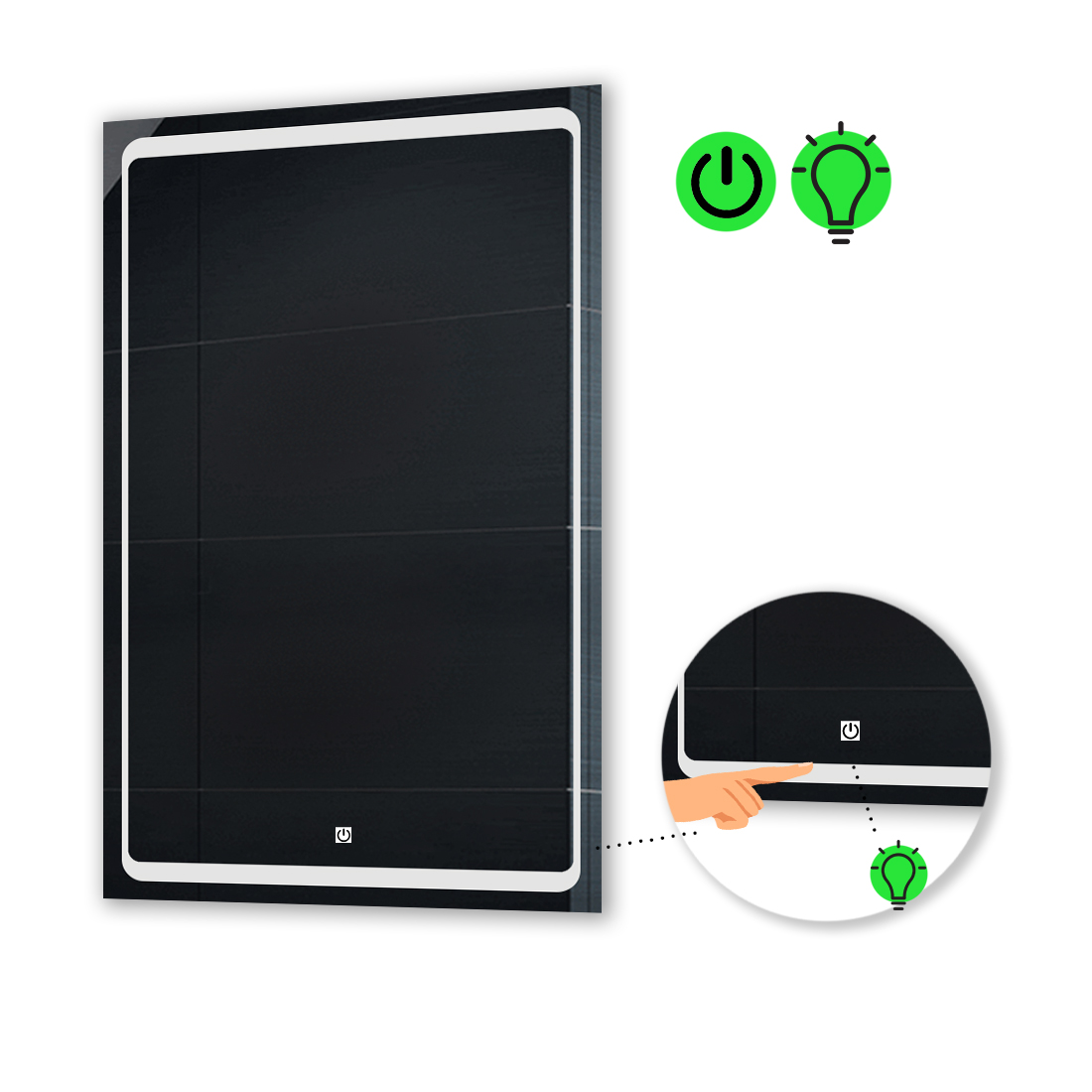 

LED-зеркало 80x100см, с сенсорной кнопкой управления, модель Emma
