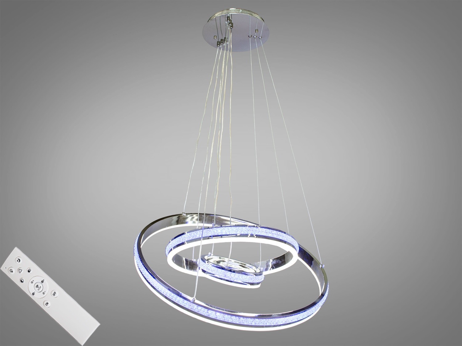 

Подвесная современная LED люстра AlexMosh с диммером 175W цвет хром (285)
