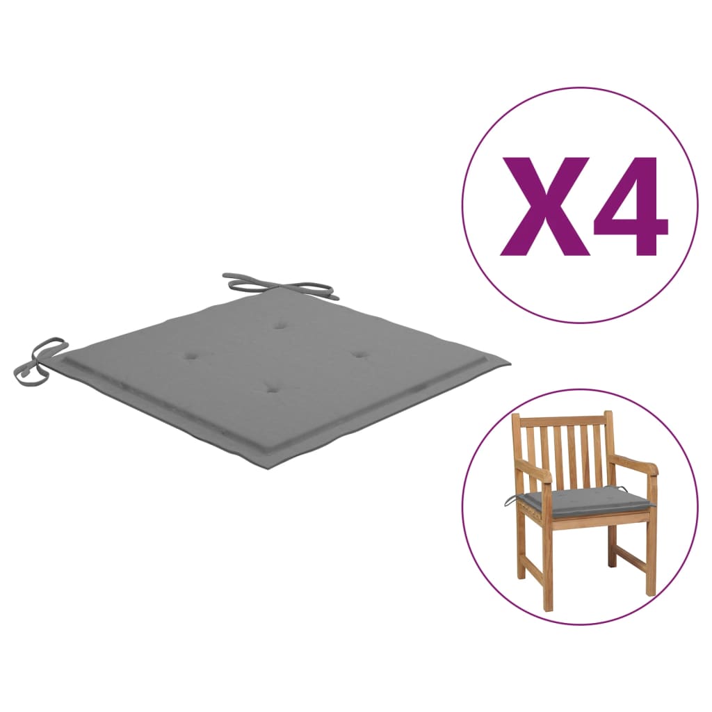 

Подушки для садового крісла Shumee 4 шт сірі 50x50x4 см 314040