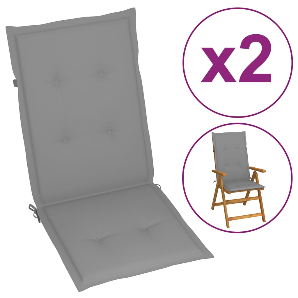 

Подушки для садових стільців Shumee 2 шт сірі 120x50x3 см 43179