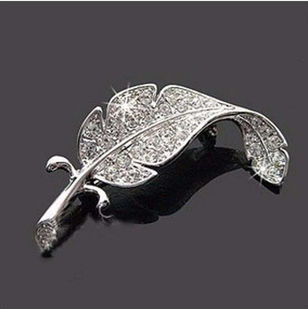 

Брошь в стразах перо Fashion Jewelry 10-158