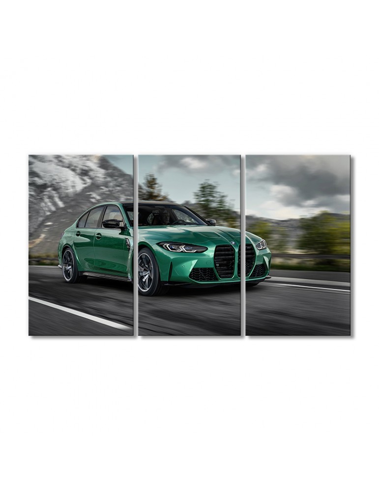 

Модульная картина Artel «Автомобиль БМВ M3 2020 зеленый» 3 модуля 50x75 см
