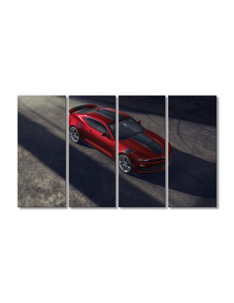 

Модульная картина Artel «Автомобиль Камаро SS 2021 года цвет дикой вишни» 4 модуля 60x90 см