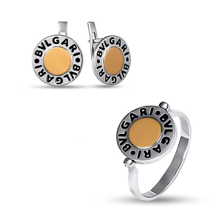 

Комплект кольцо-серьги "BVLGARI"