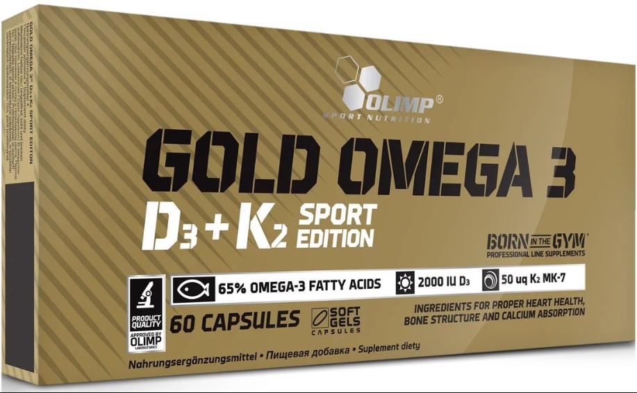 

Жирные кислоты Olimp Sport Nutrition Olimp Gold Omega 3 D3+K2 sport edition 60 капсул