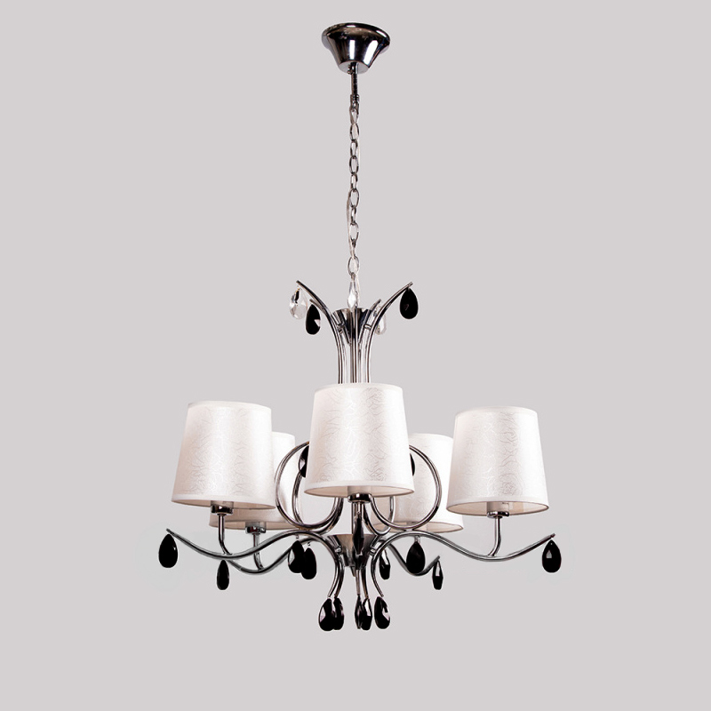 

Люстра підвісна з абажурами Light House SA-16044/5 CR+WT+BK хром