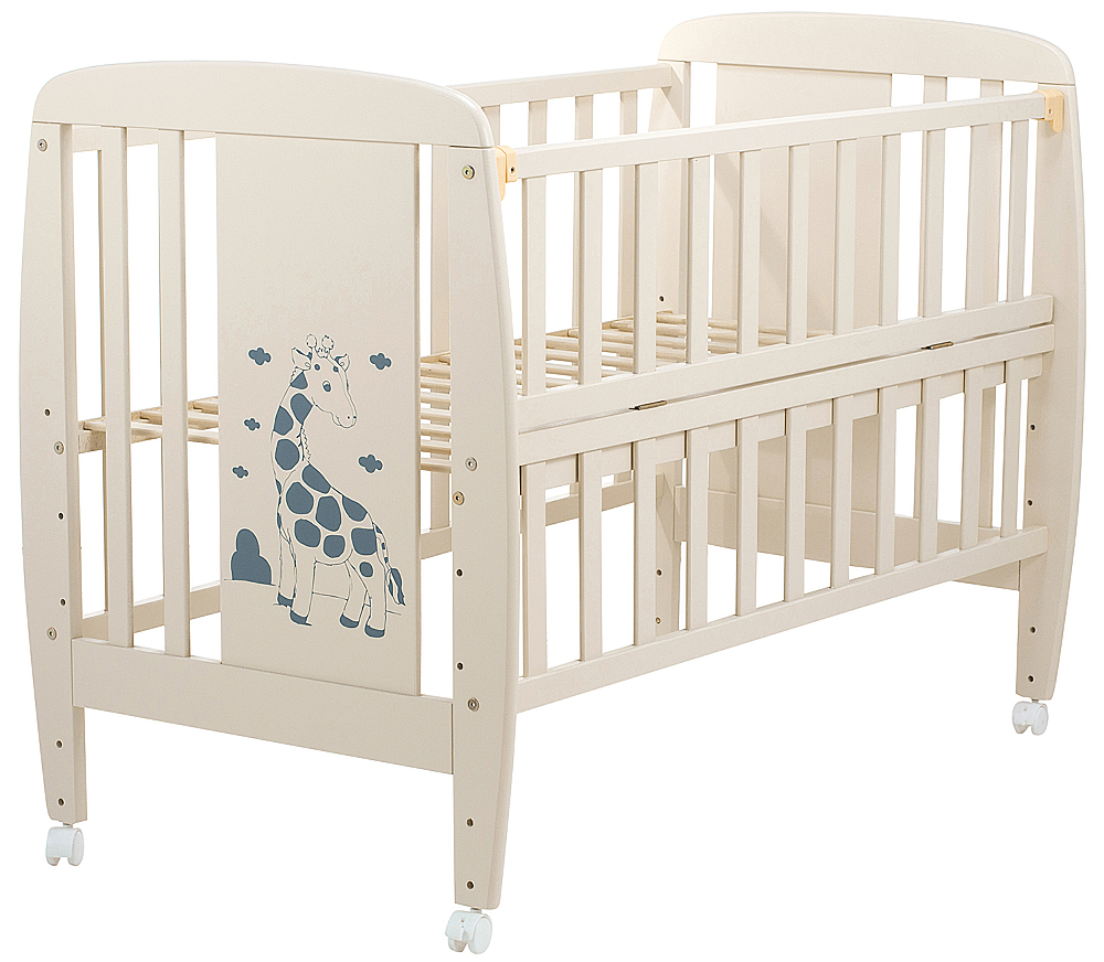 

Кровать Babyroom Жирафик откидной бок, колеса DJO-01 бук слоновая кость