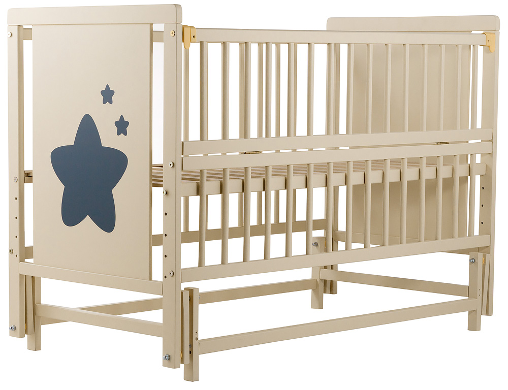 

Кровать Babyroom Звездочка Z-02 маятник, откидной бок бук слоновая кость