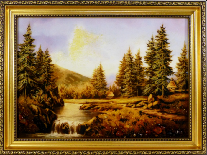

Картина Пейзаж Река/горы/домики в лесу Present П-155 30*40