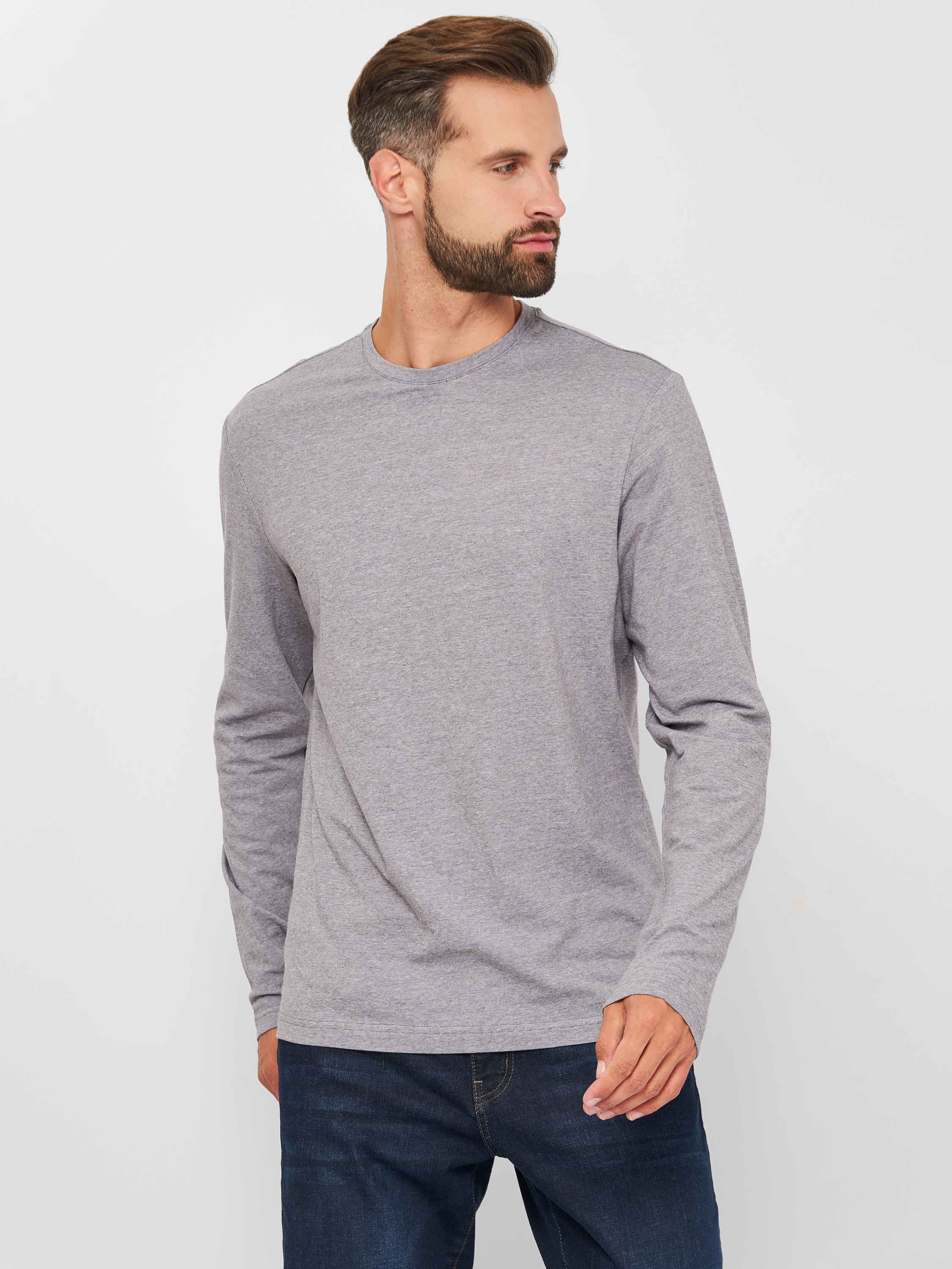 

Лонгслив H&M L серый меланж 2405578626