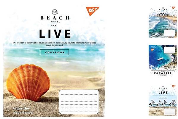 

Тетрадь А5 18 листов в линию Beach travel (25 шт. в упак микс видов) YES (765516)