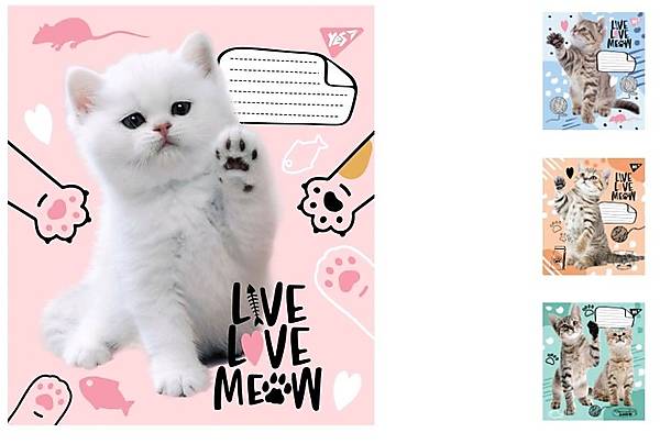 

Тетрадь А5 18 листов в клетку Live love meow (25 шт. в упак) YES (765513)
