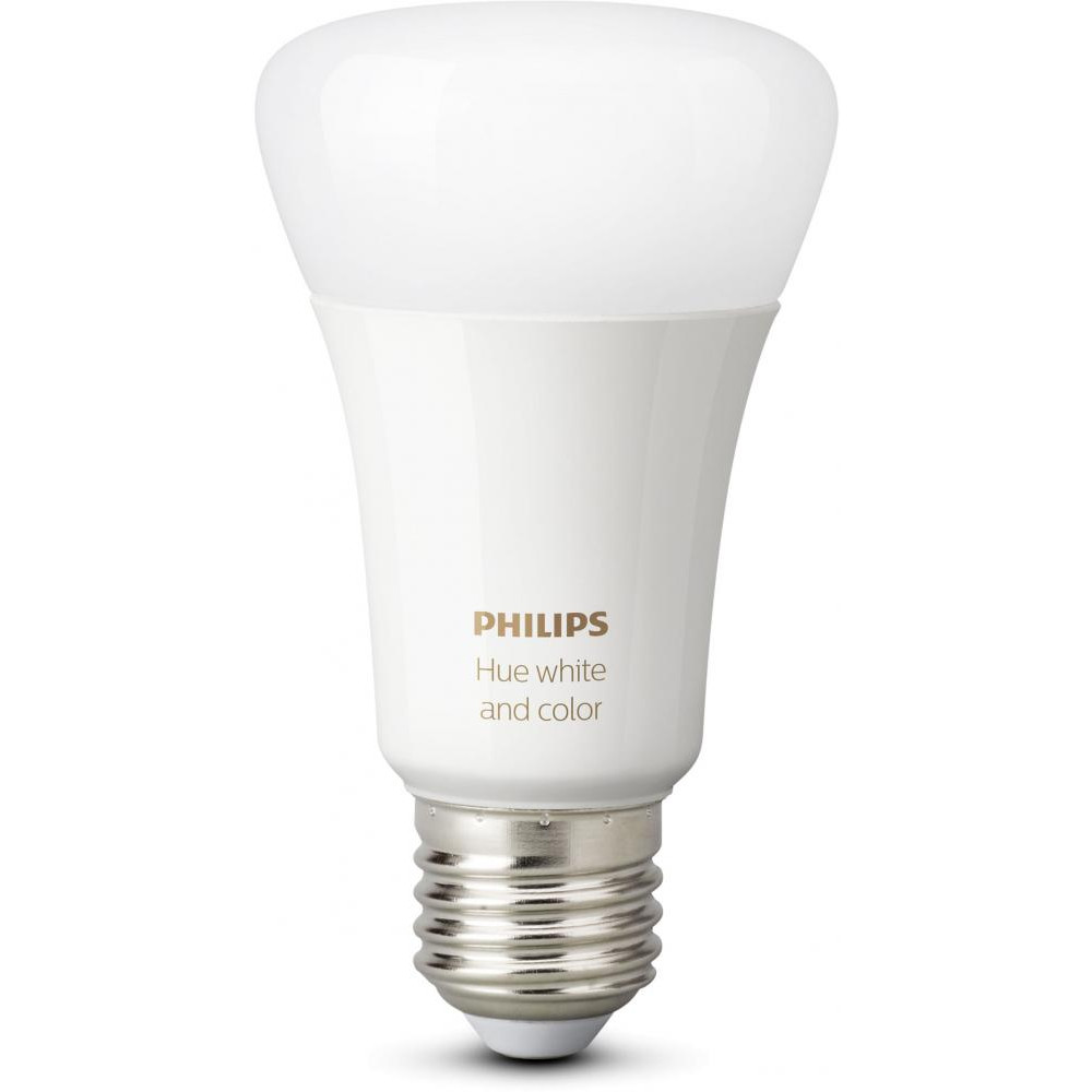 

Умная лампа Philips Hue Single Bulb E27, 9W(60Вт), 2000K-6500K, Color, Bluetooth, димируемая