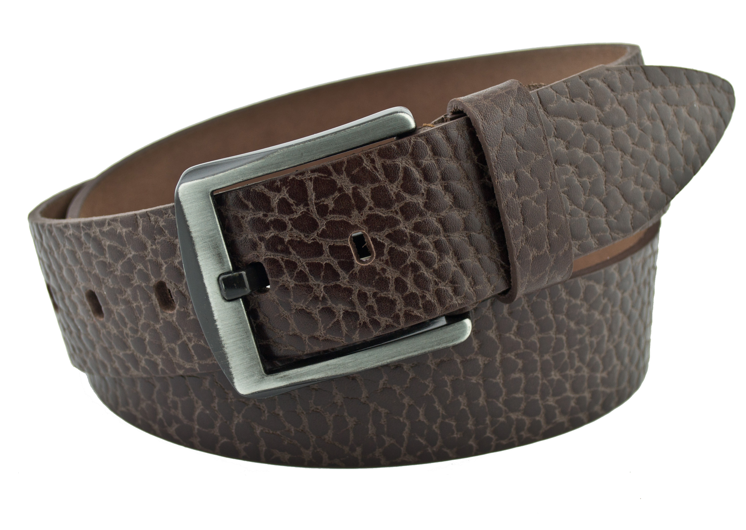 

Мужской кожаный ремень Real Leather 4,5 см для джинсов темно-коричневый 110-135 см