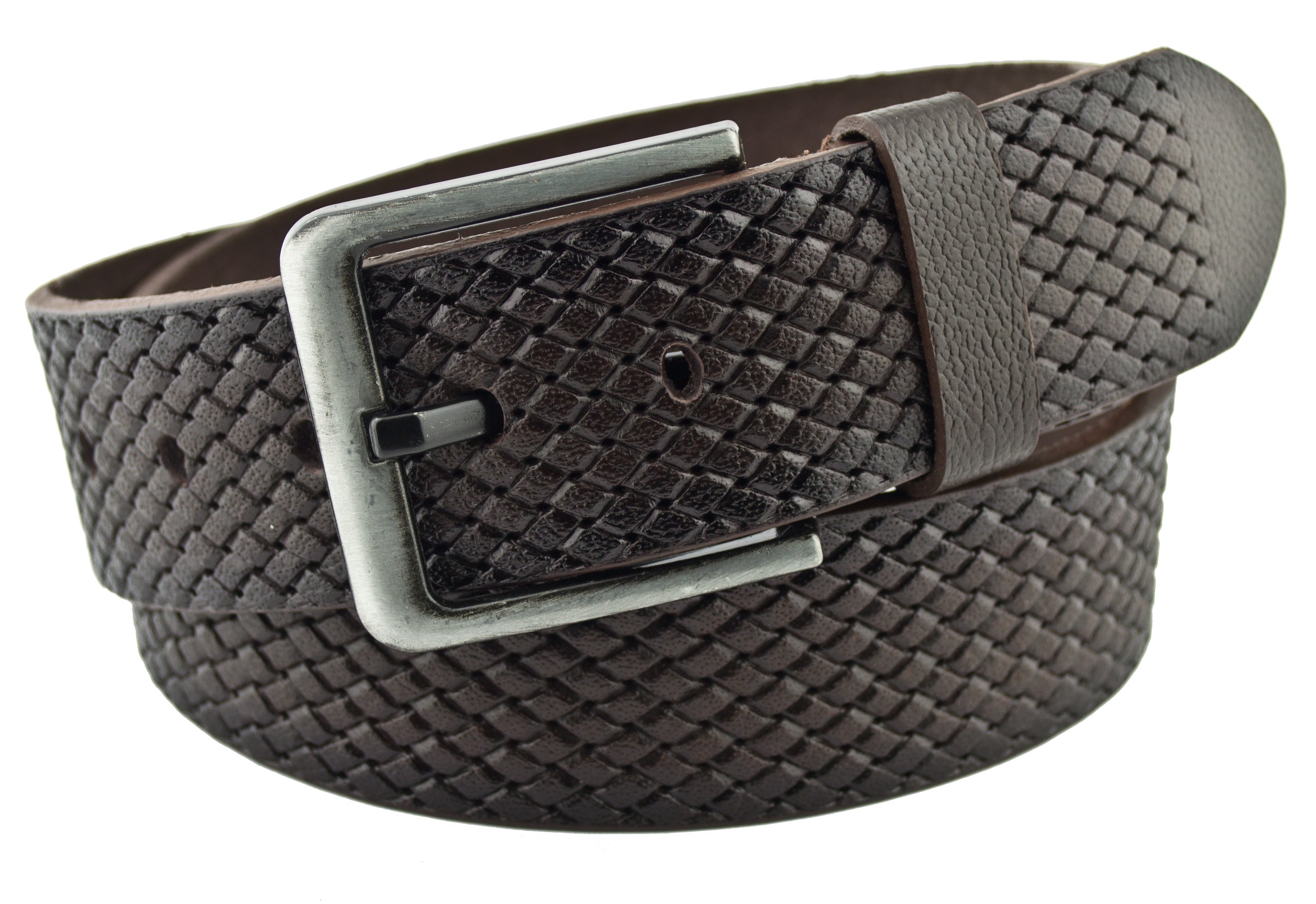 

Мужской кожаный ремень Real Leather 4,5 см для джинсов темно-коричневый 110-135 см
